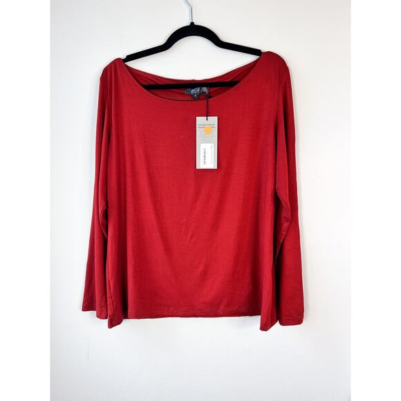 Designer RUTI Basic Top Brick Red US Size XL / Size16  Long Sleeve Boat Neck NWT - Picture 8 of 9